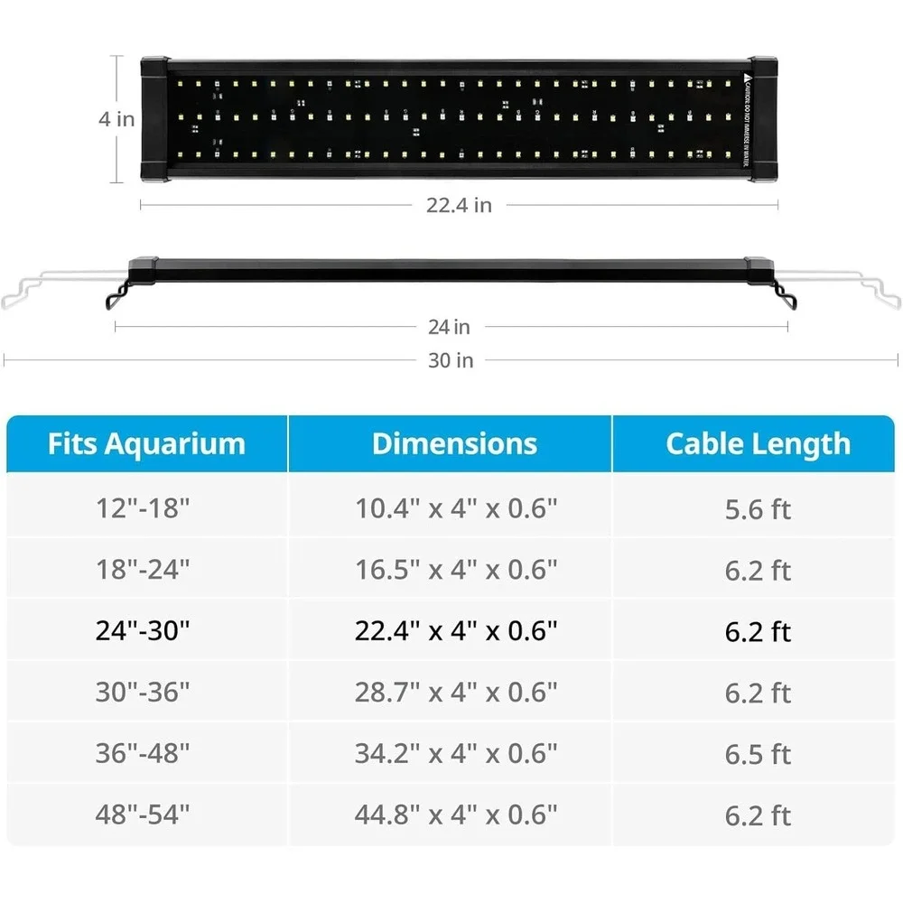 NICREW ClassicLED Plus 18W Aquarium Light with Timer 24–30 Inch Tank‎ Fixture